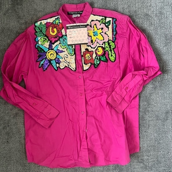Whittall & Shon Vintage Pink Sequin Shirt - Picture 1 of 4